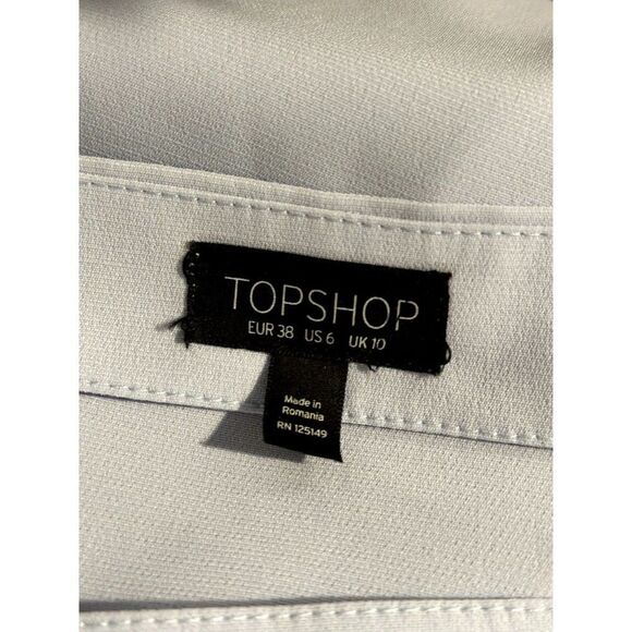 Topshop Bardot Tie Sleeve Off-Shoulder Top in Light Blue Size 6 - Picture 5 of 5